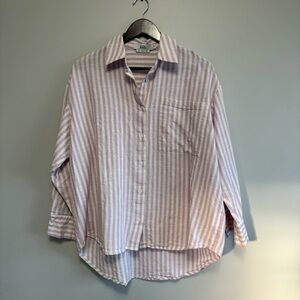 Love Bonito Striped Button-Up Shirt in Light Lilac and White Size L